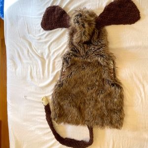 Playful Fuzzy Faux Fur Hooded Animal Vest / Costume with 2 pockets